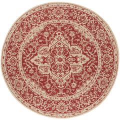 LINDEN 100, RED / CREME, 6'-7" X 6'-7" Round, Area Rug, LND137Q-6R