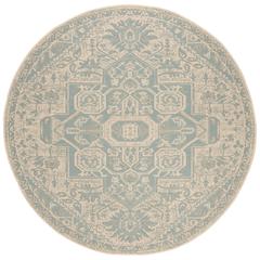LINDEN 100, AQUA / CREAM, 6'-7" X 6'-7" Round, Area Rug, LND138K-6R