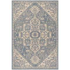 LINDEN 100, CREAM / BLUE, 5'-1" X 7'-6", Area Rug, LND138N-5