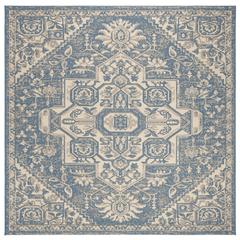 LINDEN 100, CREAM / BLUE, 6'-7" X 6'-7" Square, Area Rug, LND138N-6SQ