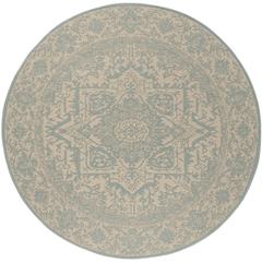 LINDEN 100, CREAM / AQUA, 6'-7" X 6'-7" Round, Area Rug, LND139L-6R