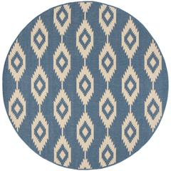 LINDEN 100, CREAM / BLUE, 6'-7" X 6'-7" Round, Area Rug, LND171N-6R