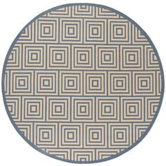 LINDEN 100, CREAM / BLUE, 6'-7" X 6'-7" Round, Area Rug, LND173N-6R