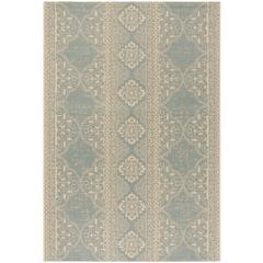 LINDEN 100, CREAM / AQUA, 5'-1" X 7'-6", Area Rug, LND174L-5