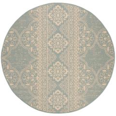 LINDEN 100, CREAM / AQUA, 6'-7" X 6'-7" Round, Area Rug, LND174L-6R