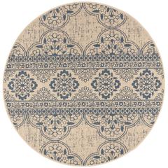 LINDEN 100, BLUE / CREME, 6'-7" X 6'-7" Round, Area Rug, LND174M-6R
