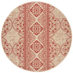 LINDEN 100, RED / CREME, 6'-7" X 6'-7" Round, Area Rug, LND174Q-6R