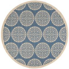LINDEN 100, BLUE / CREME, 6'-7" X 6'-7" Round, Area Rug, LND176M-6R