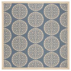 LINDEN 100, BLUE / CREME, 6'-7" X 6'-7" Square, Area Rug, LND176M-6SQ