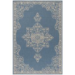 LINDEN 100, CREAM / BLUE, 5'-1" X 7'-6", Area Rug, LND180N-5