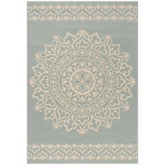 LINDEN 100, CREAM / AQUA, 5'-1" X 7'-6", Area Rug, LND183L-5