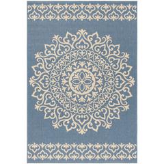 LINDEN 100, CREAM / BLUE, 5'-1" X 7'-6", Area Rug, LND183N-5