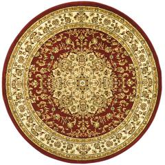 LYNDHURST, RED / IVORY, 5'-3" X 5'-3" Round, Area Rug, LNH222B-5R
