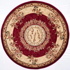 LYNDHURST, RED / IVORY, 5'-3" X 5'-3" Round, Area Rug, LNH328C-5R