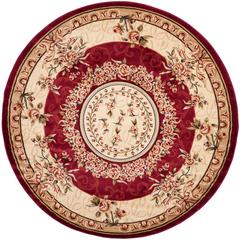 LYNDHURST, RED / IVORY, 8' X 8' Round, Area Rug, LNH328C-8R