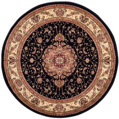 LYNDHURST, BLACK / IVORY, 4' X 4' Round, Area Rug