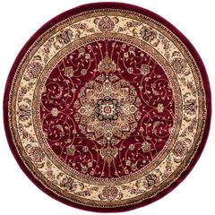 LYNDHURST, RED / IVORY, 5'-3" X 5'-3" Round, Area Rug, LNH329C-5R