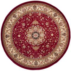 LYNDHURST, RED / IVORY, 8' X 8' Round, Area Rug, LNH329C-8R