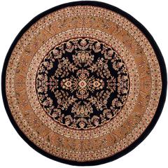 LYNDHURST, BLACK / TAN, 5'-3" X 5'-3" Round, Area Rug