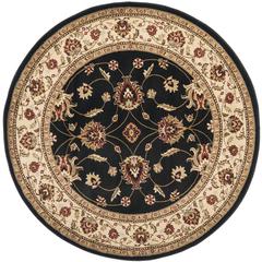 LYNDHURST, BLACK / IVORY, 5'-3" X 5'-3" Round, Area Rug, LNH553-9012-5R