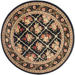 LYNDHURST, BLACK / BLACK, 5'-3" X 5'-3" Round, Area Rug