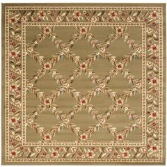 LYNDHURST, GREEN / GREEN, 6'-7" X 6'-7" Square, Area Rug, LNH557-5252-7SQ