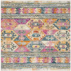 MADISON, BLUE / FUCHSIA, 6'-7" X 6'-7" Square, Area Rug, MAD118C-7SQ