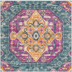 MADISON, BLUE / FUCHSIA, 6'-7" X 6'-7" Square, Area Rug, MAD119C-7SQ