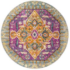 MADISON, LIGHT GREY / FUCHSIA, 6'-7" X 6'-7" Round, Area Rug, MAD119G-7R