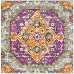 MADISON, LIGHT GREY / FUCHSIA, 6'-7" X 6'-7" Square, Area Rug, MAD119G-7SQ