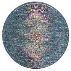 MADISON, BLUE / FUCHSIA, 6'-7" X 6'-7" Round, Area Rug, MAD122C-7R