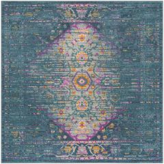 MADISON, BLUE / FUCHSIA, 6'-7" X 6'-7" Square, Area Rug, MAD122C-7SQ