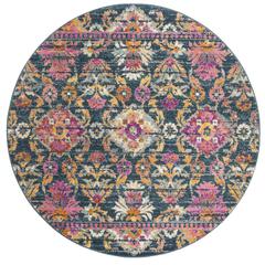 MADISON, BLUE / FUCHSIA, 6'-7" X 6'-7" Round, Area Rug, MAD130C-7R