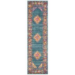 MADISON, LIGHT BLUE / ORANGE, 2'-3" X 8', Area Rug