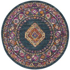 MADISON, BLUE / FUCHSIA, 5'-1" X 5'-1" Round, Area Rug