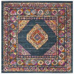 MADISON, BLUE / FUCHSIA, 5'-1" X 5'-1" Square, Area Rug