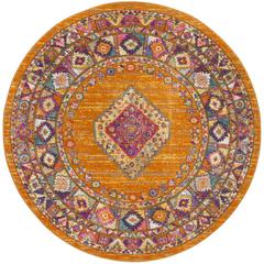 MADISON, ORANGE / FUCHSIA, 5'-1" X 5'-1" Round, Area Rug