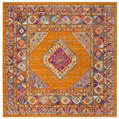 MADISON, ORANGE / FUCHSIA, 5'-1" X 5'-1" Square, Area Rug