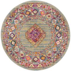 MADISON, LIGHT GREY / FUCHSIA, 6'-7" X 6'-7" Round, Area Rug, MAD133G-7R