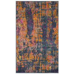 MADISON, BLUE / ORANGE, 3' X 5', Area Rug, MAD143A-3