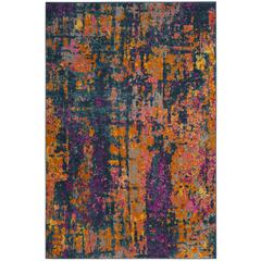 MADISON, BLUE / ORANGE, 5'-1" X 7'-6", Area Rug, MAD143A-5