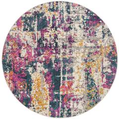 MADISON, IVORY / BLUE, 6'-7" X 6'-7" Round, Area Rug, MAD143B-7R