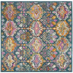 MADISON, BLUE / ORANGE, 6'-7" X 6'-7" Square, Area Rug, MAD144A-7SQ