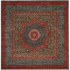 MAHAL, NAVY / RED, 5'-1" X 5'-1" Square, Area Rug