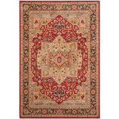 MAHAL, NATURAL / NAVY, 6'-7" X 9'-2", Area Rug