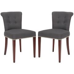ARION 21''H LINEN RING CHAIR - NICKEL NAIL HEADS (SET OF 2)