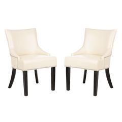 LOTUS 19''H KD SIDE CHAIR (SET OF 2) - SILVER NAIL HEADS, MCR4700B-SET2