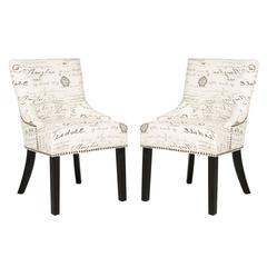 LOTUS 19''H KD SIDE CHAIR (SET OF 2) - BRASS NAIL HEADS