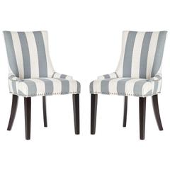LESTER 19''H AWNING STRIPES DINING CHAIR - SILVER NAIL HEADS, MCR4709AT-SET2