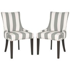 LESTER 19''H  AWNING STRIPES DINING CHAIR (SET OF 2) - FLAT NAIL HEADS